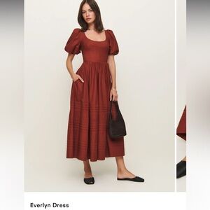 Reformation Everlyn Dress in Rich Brown LIKE NEW